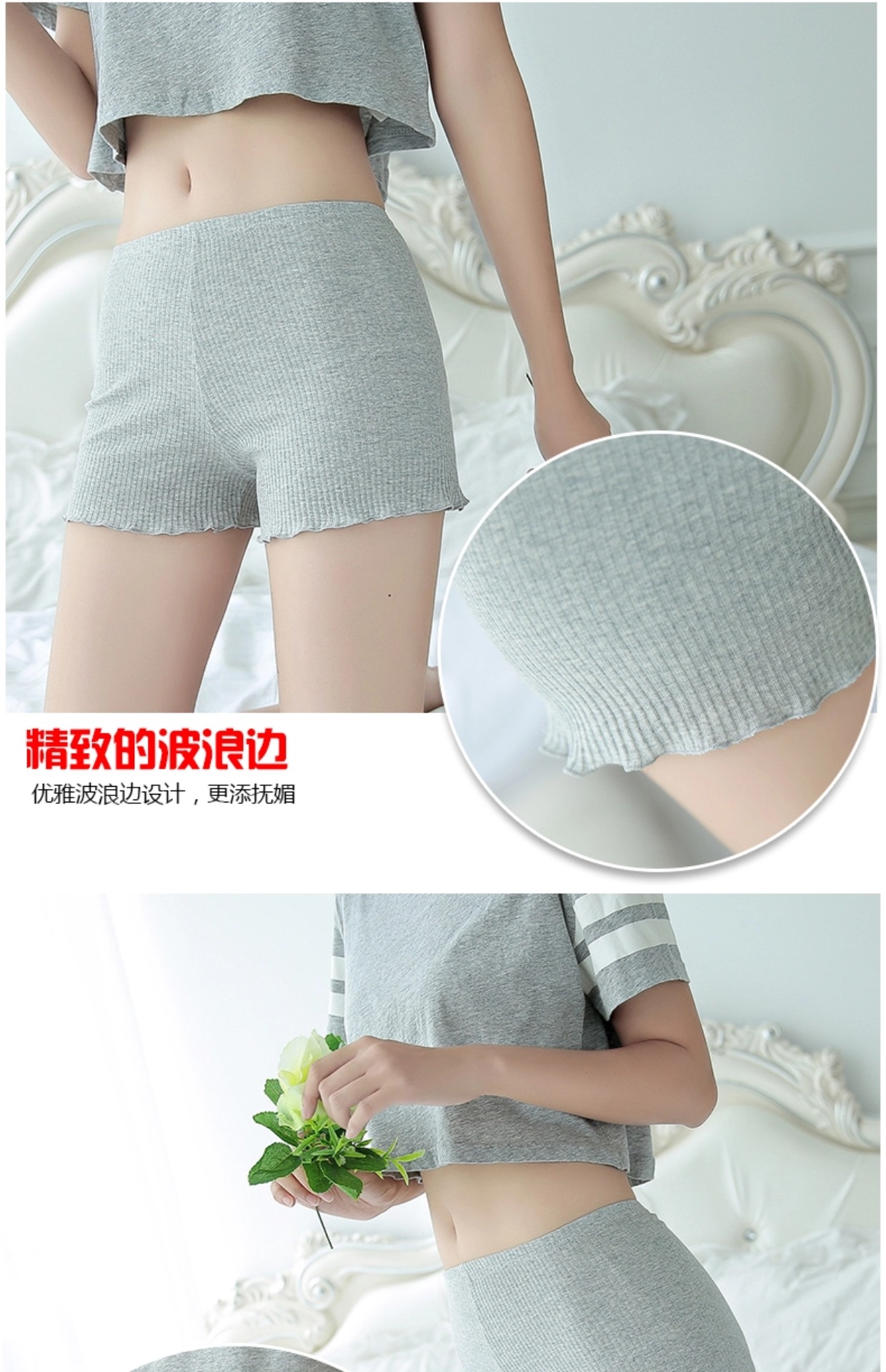 Quần an toàn chống ánh sáng mùa hè nữ mỏng mm cotton không cuộn bên trong và bên ngoài mặc quần legging quần short sinh viên bảo hiểm cỡ lớn quần đùi cạp cao