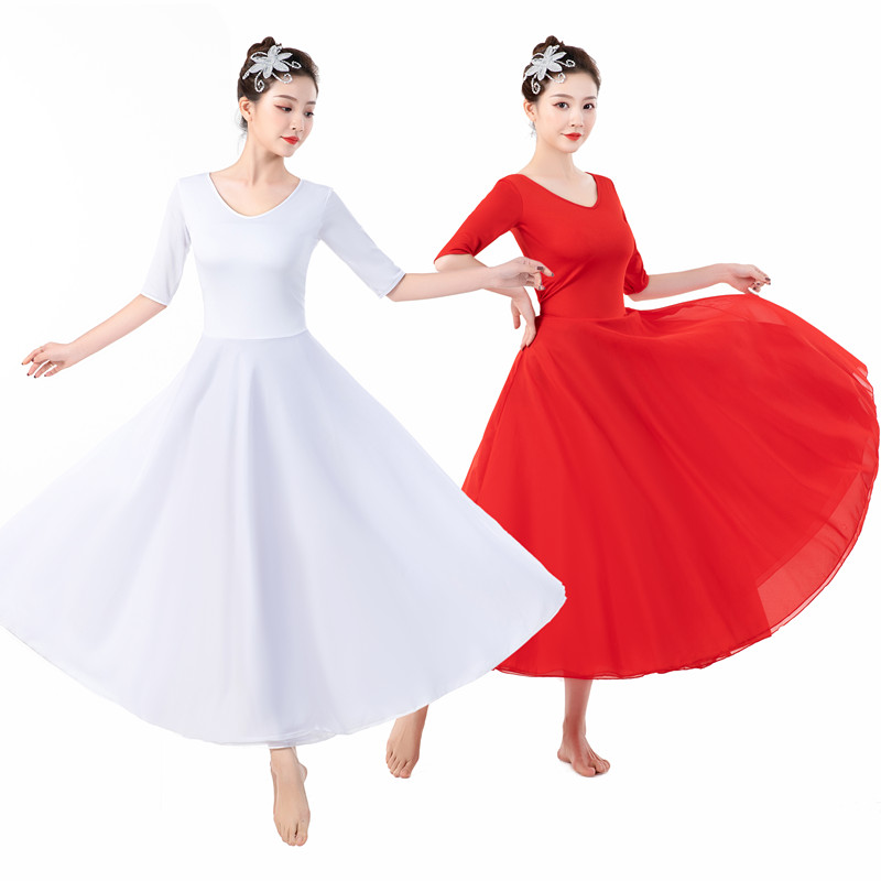 Modern dance costume Chinese Fairy Solo Dance Youth Fashion Red Long Dress Modern Dance Choir