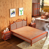 Jingtan Home Real Rattan Bed Master Bedroom Double Bamboo and Rattan Art Woven Bed Fashionable American Style 1 8m Solid Wood Rattan Bed