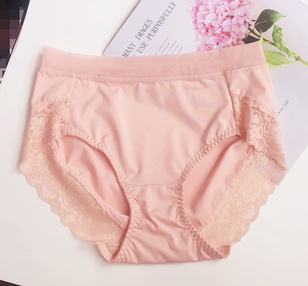 Sexy Milk Silk Underpants Female Silk Slip Ice Silk Slim without mark Hip Mid Waist Breathable Big Size 200 catty MM