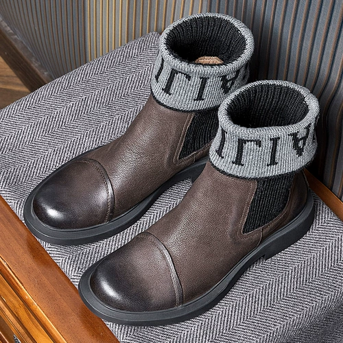 Martens, утепленные трендовые ретро ботинки в английском стиле, удерживающие тепло челси на платформе, из натуральной кожи