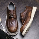Martens, кожаные повседневные низкие туфли в английском стиле, из натуральной кожи, крупный округлый носок, в британском стиле, воловья кожа