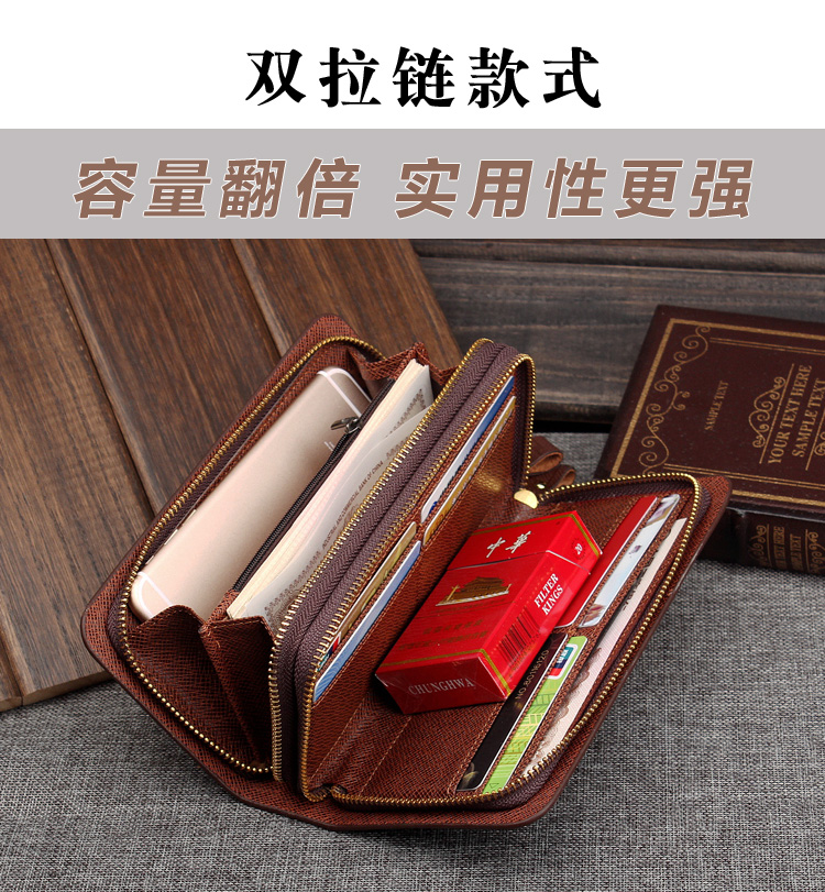 Túi xách mới của nam giới ly hợp kinh doanh túi đơn giản dây kéo dài ví mềm da công suất lớn tay túi người đàn ông túi ví nam cao cấp
