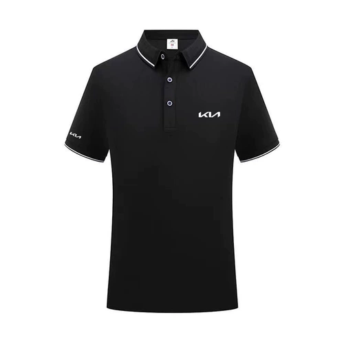 Летняя черная футболка polo для работы, короткий рукав