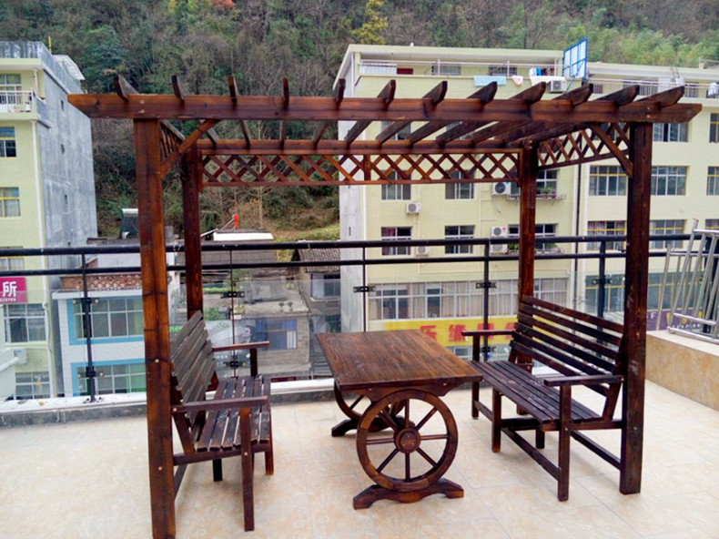 Nhà máy trực tiếp nho giá chống ăn mòn nhà gỗ gazebo gỗ rắn hoa đứng đồ gỗ ngoài trời vườn bảng và ghế vườn leo nho