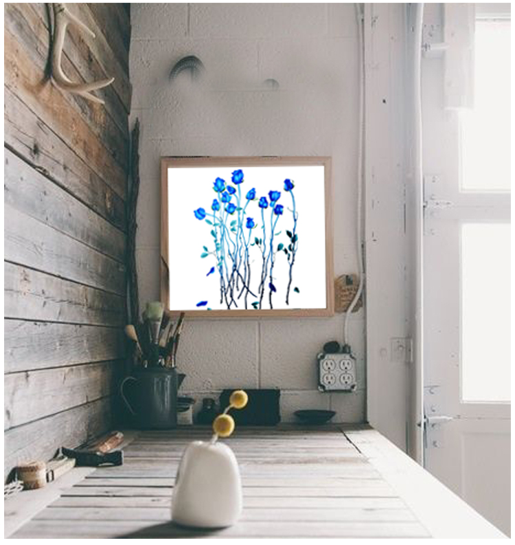 Tên của thêu cổ xưa bộ dụng cụ DIY mới bắt đầu thêu bức tranh trang trí làm bằng tay với pin tulip màu xanh 20 * 30cm - Bộ dụng cụ thêu tranh thêu cây kim tiền