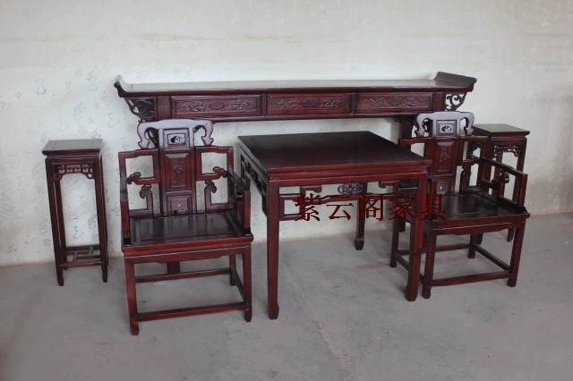 Ming và Qing triều cổ đồ gỗ cổ điển Trung Quốc cổ điển ở giữa bốn bộ bạch đàn Ganoderma lucidum cho bàn - Bàn / Bàn