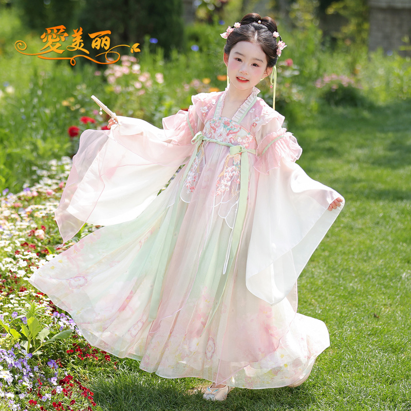 Pink Children's Skirt 2026 New Style Girls' Hanfu Chinese Style Tang Suit Dress Suitable for Daily Wear during the Mid-Autumn Festival