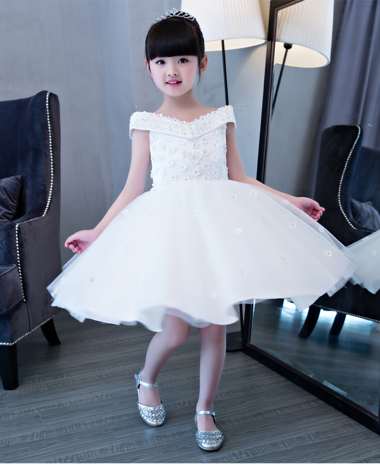 Cô gái sinh nhật buổi tối ăn mặc công chúa váy chủ trẻ em váy cưới tutu mùa hè hoa cô gái đàn piano trang phục trắng shop bán đồ trẻ em