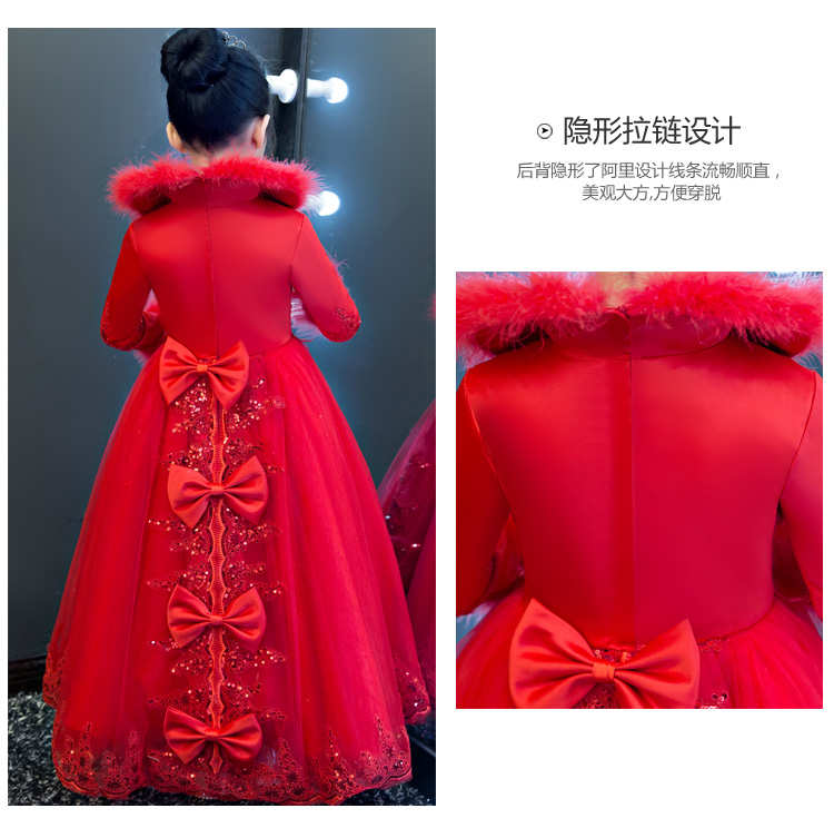 Cô gái đám cưới sợi poncho váy dài mùa thu và mùa đông trẻ em sinh nhật chủ nhà nhỏ váy buổi tối hoa cô gái trang phục piano comple đẹp cho bé trai