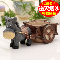 Large donkey pull mill pull car ashtray creative fashion home decoration living room desktop ornaments Boyfriend birthday gift