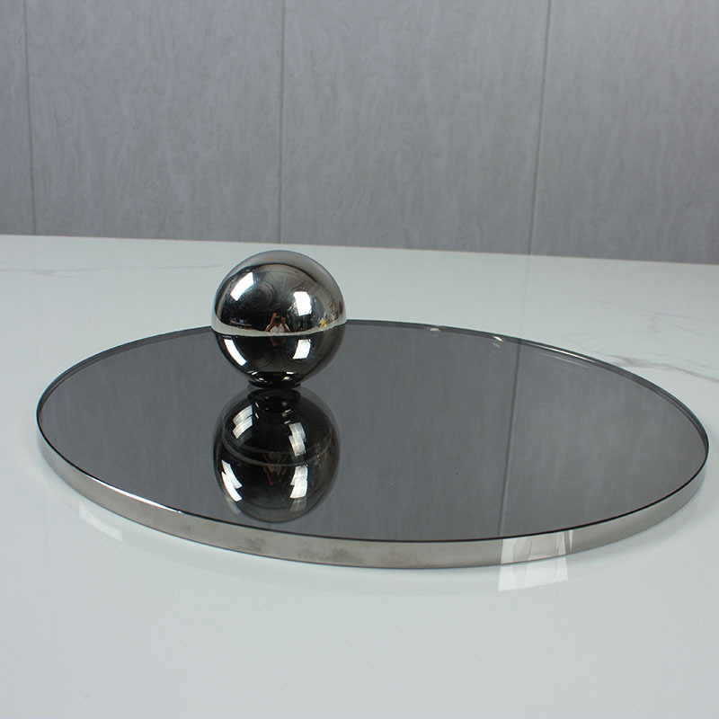 12inch Thickened Silver Crystal Round Tray Soft Decoration Board for Designers, Special Desktop Ornament Display Stand