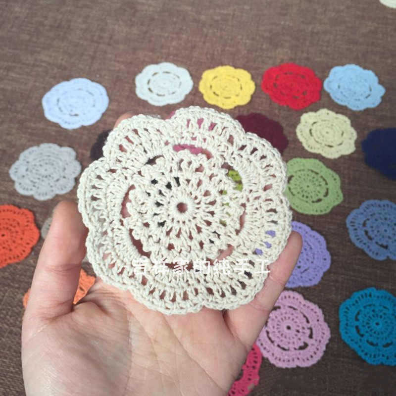Mascot Pure Hand Crochet Crochet Hook Flower Cups Mat Retro Sen Ensemble Shooting Props DIY Flower Sheet 24 Color Custom Special Price