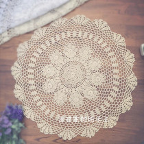 Hand Crochet Plant Flowers Nordic White Rice Color Lace American Fields Garden Retro Frescoed Table Cloth Diameter 60CM