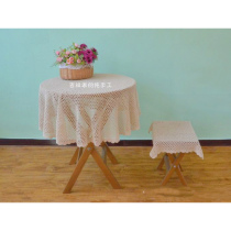 Handmade crochet crochet table tablecloth American country garden cotton hollow woven simple round decorative cover cloth
