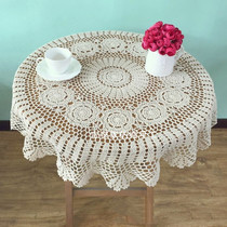 Mascot hand crochet flower European-style tablecloth foreign trade hollowed-out American retro table cloth round 90cm meters white