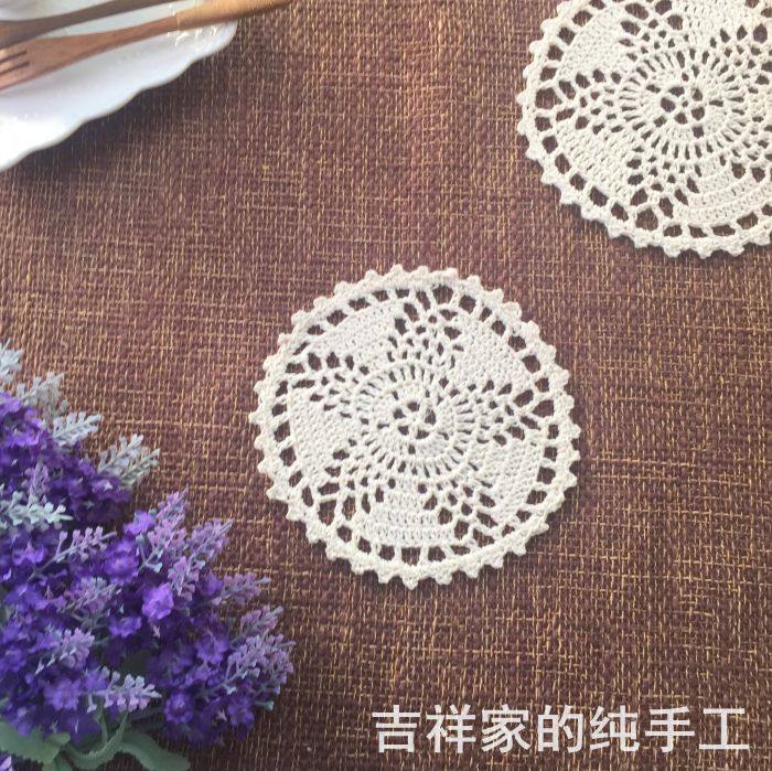 Auspicious Pure Handmade Crochet Flower Lace Pure Cotton Weave Shooting Props Fields Garden Wind Decoration Woven Septa Cushion Cup Cushion