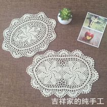 Handmade crochet crochet meal mat cotton woven nostalgic retro garden shooting props oval decorative table mat