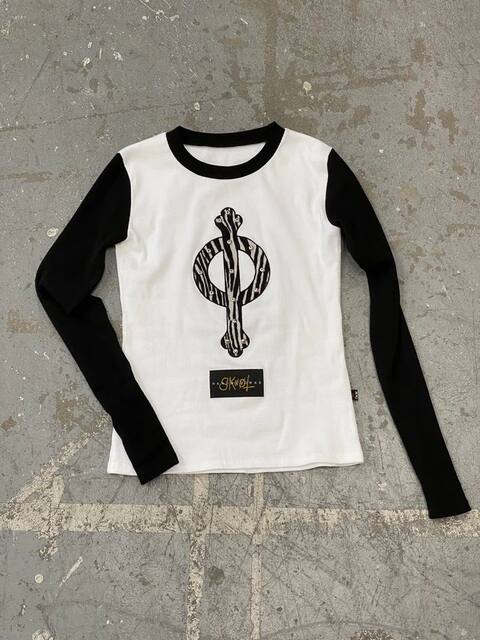 [Discount Clearance] In-Stock Skoot Idol Punk Top Knitted Stretch Long Sleeve T-Shirt