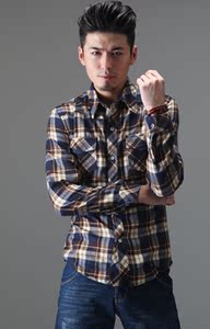 27.75元包邮 休闲磨毛长袖格子衬衫