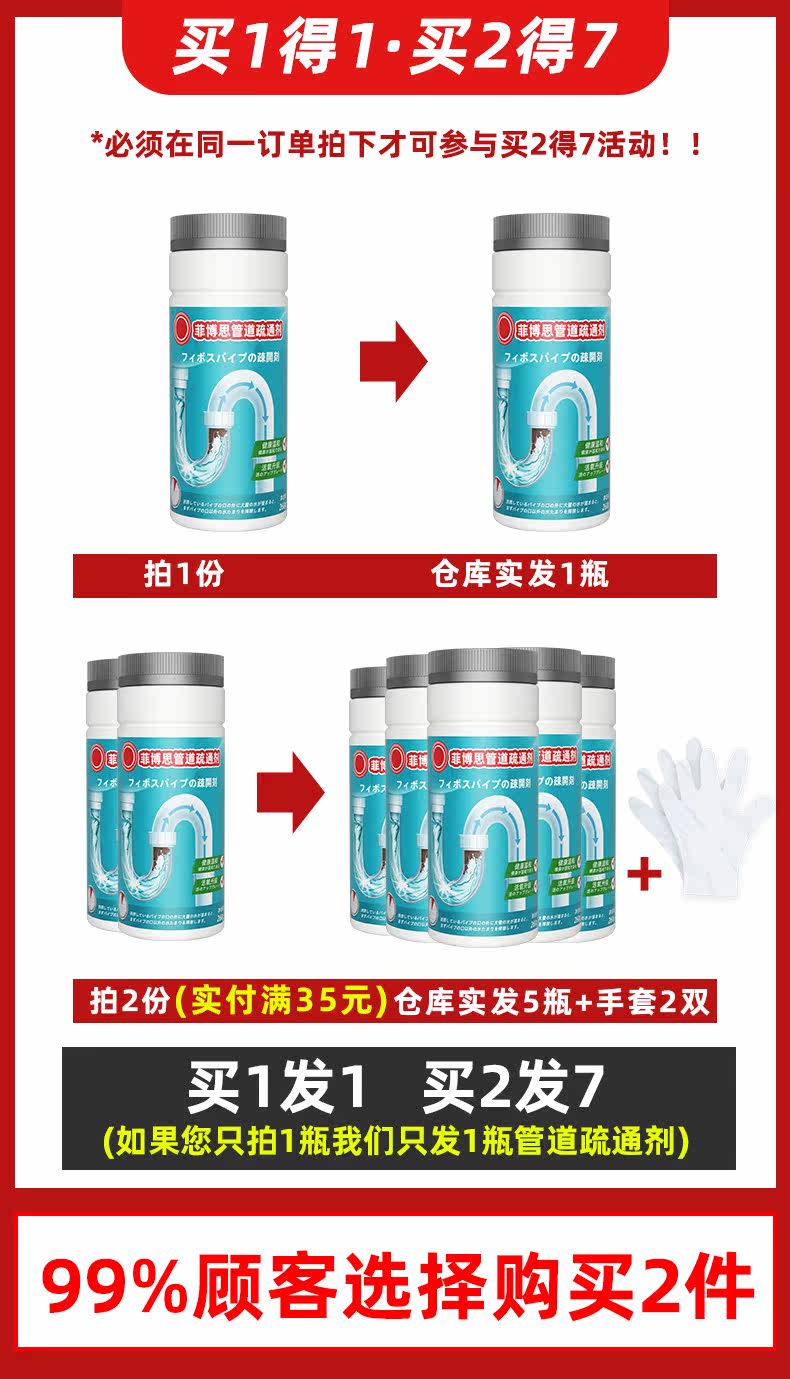 菲博思 管道除味疏通剂 强力通下水道 260g 图1