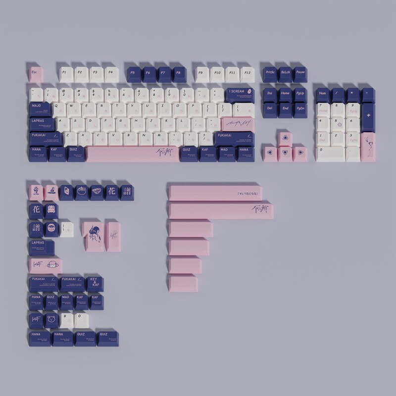 「Key&Kaf」Flower-Themed Keycaps Pbt Dye-Sublimation Original High-End Mechanical Keyboard Personalized Full Set with Magnetic Switches
