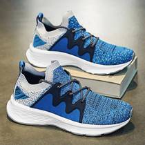 Trendy brand mens shoes summer breathable fly weave black bottom sneakers casual soft bottom running net youth all-match socks