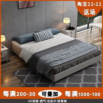 No bedside bed hotel bed and breakfast technology cloth tatami bed without bedside fabric bed frame light luxury backless bed