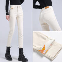 Couleur de café Haute taille petites leggings Femmes allongées plus suède jeans Femmes 2023 nouveaux pantalons en automne et hiver épaissis