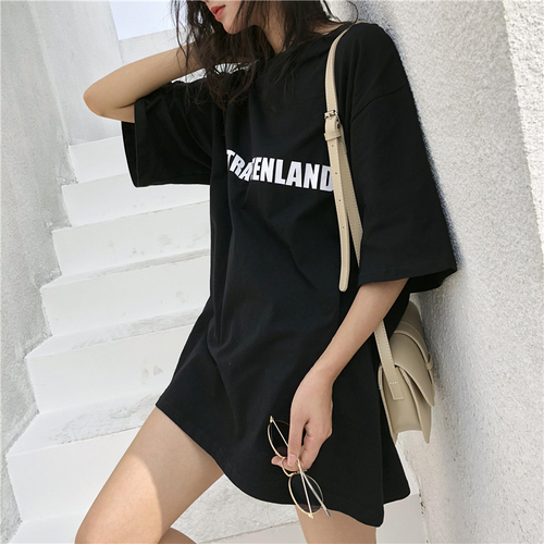 Real Price Component Korean Version Loose Baitao Letter Printed Short-sleeved T-shirt Women's T-shirt Harajuku College