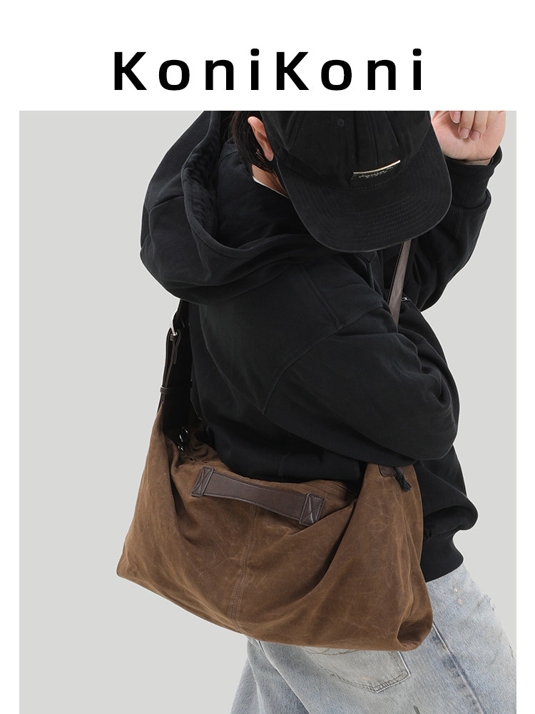Konikoni Men's Crossbody Bag 2026 New Model Portable Large-Capacity Tote Bag Casual Commuter Shoulder Bag