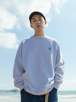 BENT IDEA Spring and Autumn New Basic Loose Embroidery Couples Round Neck Sweater Mens Tide Long Sleeve Top