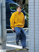 BENT IDEA Japanese retro solid color loose collar jacket mens Spring and Autumn Tide brand couple Street overcoat