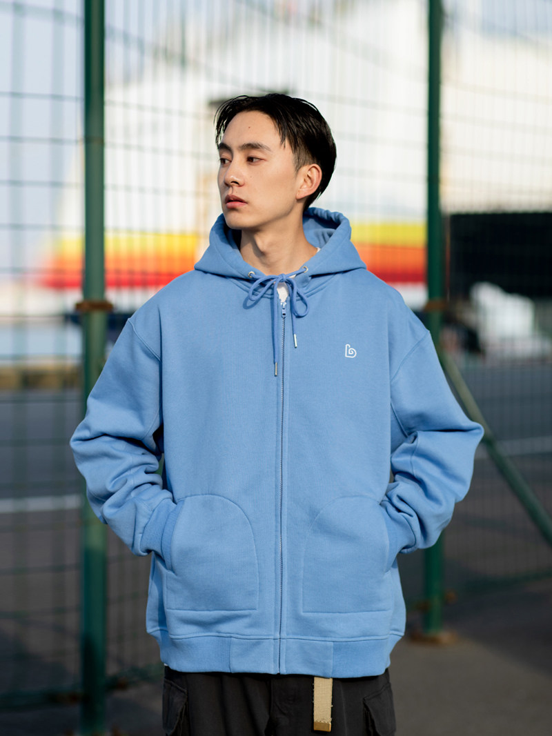 BENT IDEA spring and autumn pure erotic couple loose zipper sweater men's fashion brand pure cotton hooded cardigan jacket