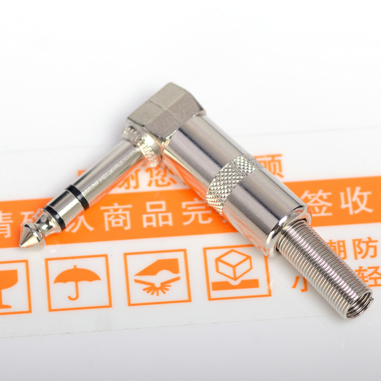 High quality 6 5 elbow 6 35 Double sound audio plug 90 degrees Large three-core copper head welding microphone