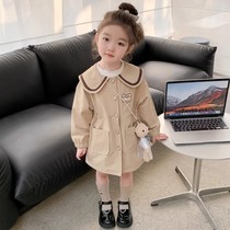 NEXT LONG Girls Windbreaker Jacket Spring and Autumn 2024 New Style Childrens Spring Pure Cotton Mid-Length Spring Clothes