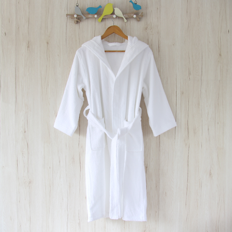 Cotton Towel Material Bathrobe with Hood, Thickened, All-Season Style, Couple's Pure Cotton, Soft and Absorbent, Adult Bathrobe for Swimming and Bathing