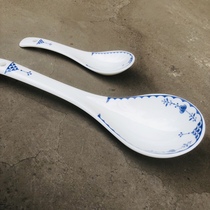 Foreign trade original single Tangcao series spoons exported to the UK underglaze color large and small spoons for drinking soup and eating ceramic spoons