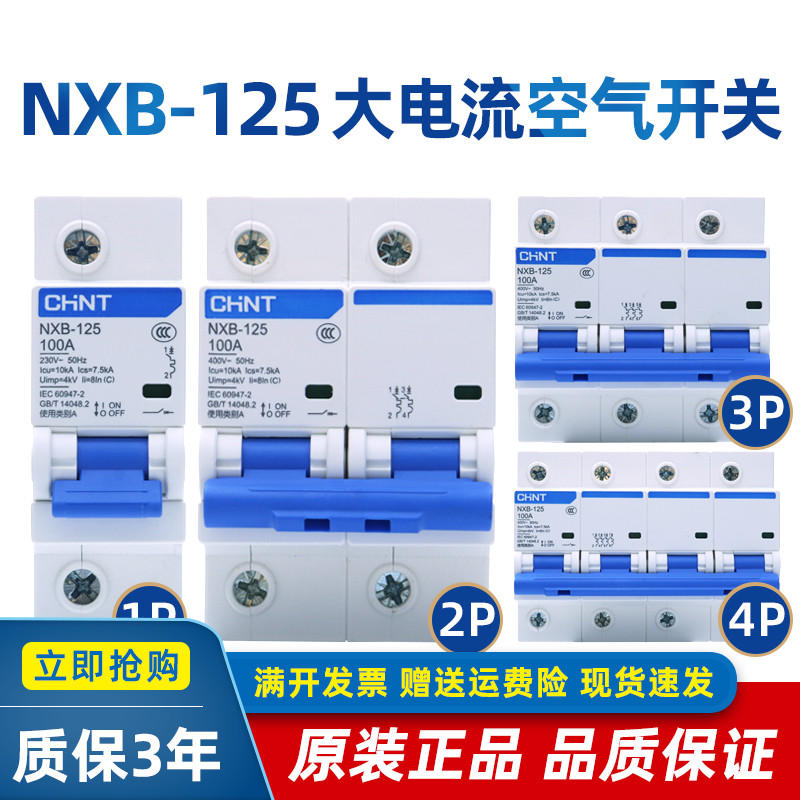 Zhengtai Air Switch NXB-1253P100A Small High Power Circuit Breaker 2P4P Household Protector
