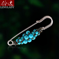 Original ethnic style handmade beaded big pin fashion retro brooch pin female cardigan pin small garden still