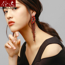 Bohemian National style earrings handmade beaded tassels fashion temperament Lady face thin earrings