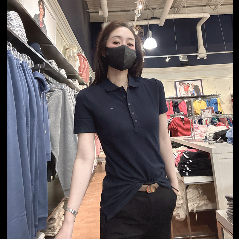 Tommy Hilfiger Women's New Style Casual Versatile Loose Five-Button Short-Sleeved Polo Shirt Tw188