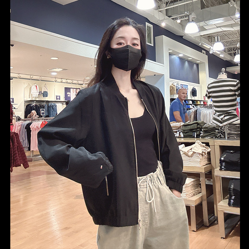 Tommy Hilfiger Women's New Baseball Collar Small Stand-Up Collar Zipper Jacket Fashionable and Versatile Tw489