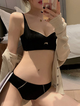 No trace underwear girl without steel ring gathered thin big chest show small chest reduction baby baby anti-sagging bra set