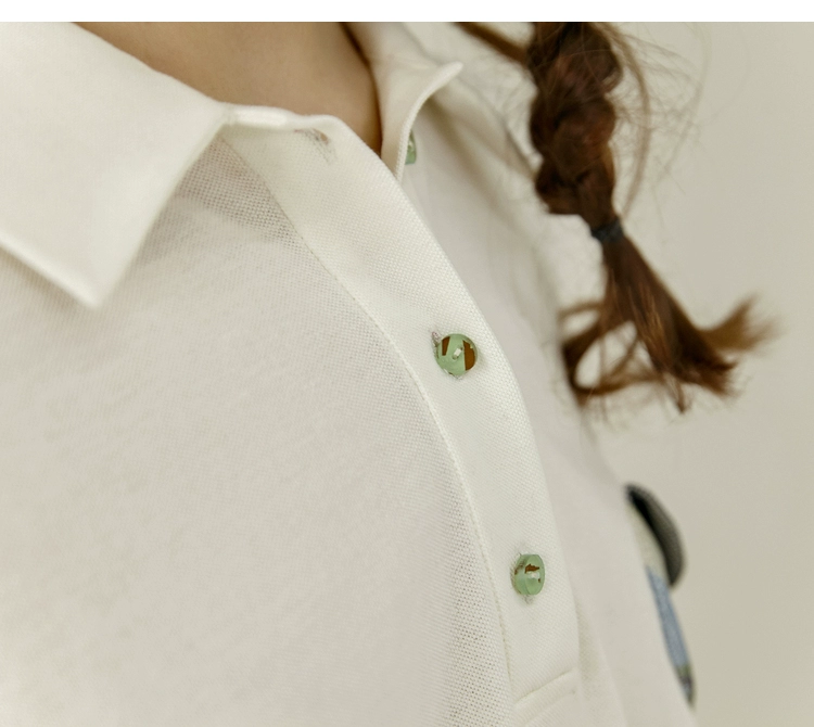 Hàng ngày thiết kế ban đầu của phụ nữ 2019 mùa hè áo sơ mi trắng mới thả lỏng trái tim hạt áo thun nữ tay ngắn - Áo phông