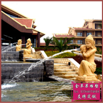 Sandstone Fountain Sandstone Spray Sculpture Garden Forest Landscape Spray Pool Outdoor Southeast Asia Wind Bali Teen Fountain