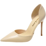 Универсальная нюдовая обувь на высоком каблуке с заостренным носом, сексуальные сандалии, коллекция 2022, из натуральной кожи