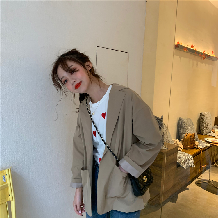 VK旗艦店 韓國風百搭綁帶小西裝寬鬆單品外套