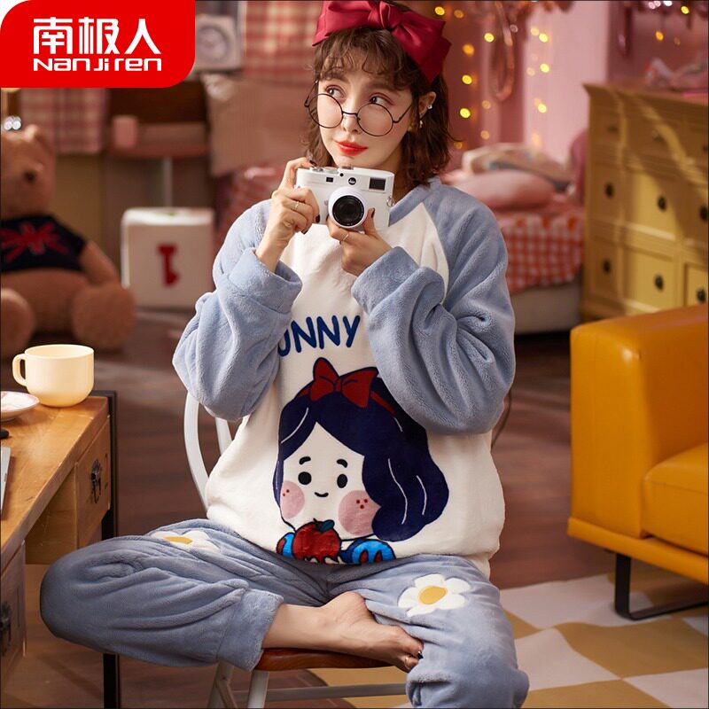 South Pole Coral Suede Pyjamas Women Winter Plus Suede Thickened Cute 2021 New Spring Autumn Extras Wear Home Clothing