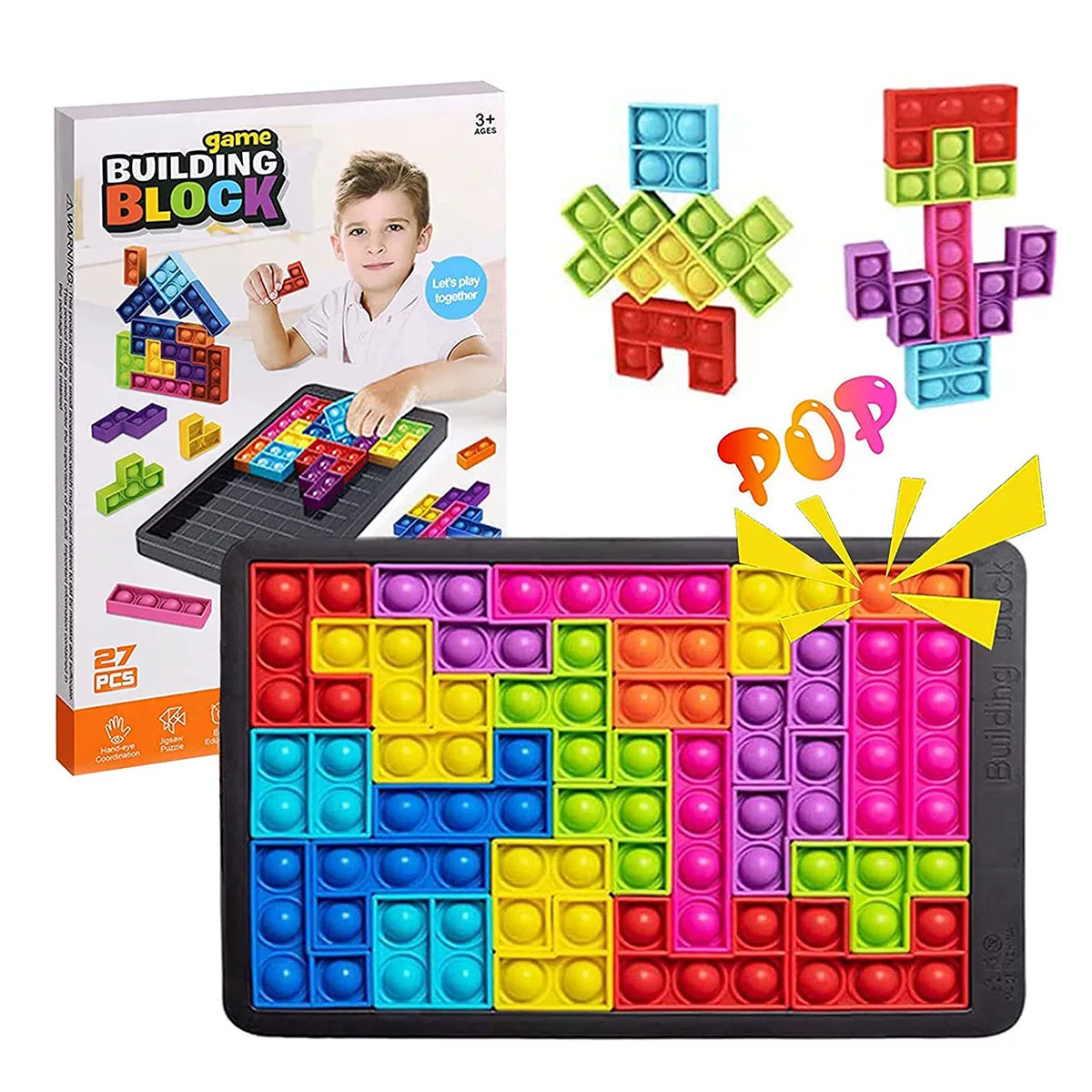 Пазл Тетрис Pop It пузырьковая фигурная игрушка Блоки русская головоломка блок